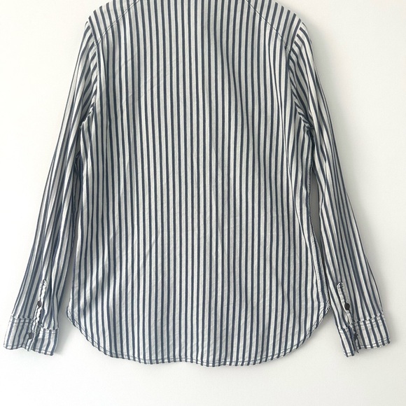 PAIGE Kadie Striped Button Up Shirt Top Blue White Long Sleeve Size Medium - Picture 9 of 16